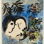 Marc Chagall, Coppia di amanti e fiori, 1949. Litografia a colori, 64,9x48,1 cm. Dono di Ida Chagall, Parigi. Chagall ® by SIAE 2015