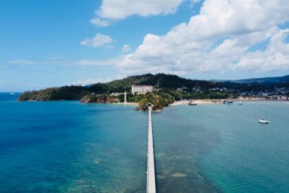 footbridge on sea shore in dominicana